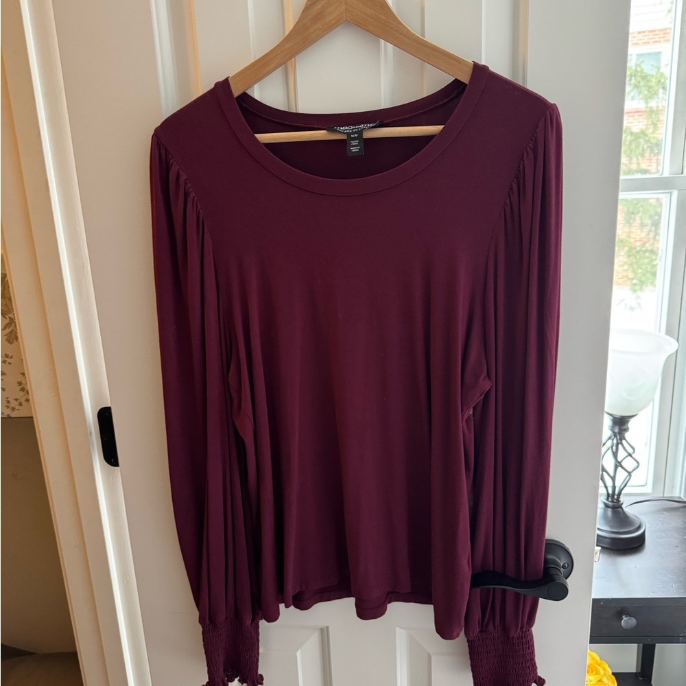 Mac and Me Women's Burgundy Long Sleeve Top